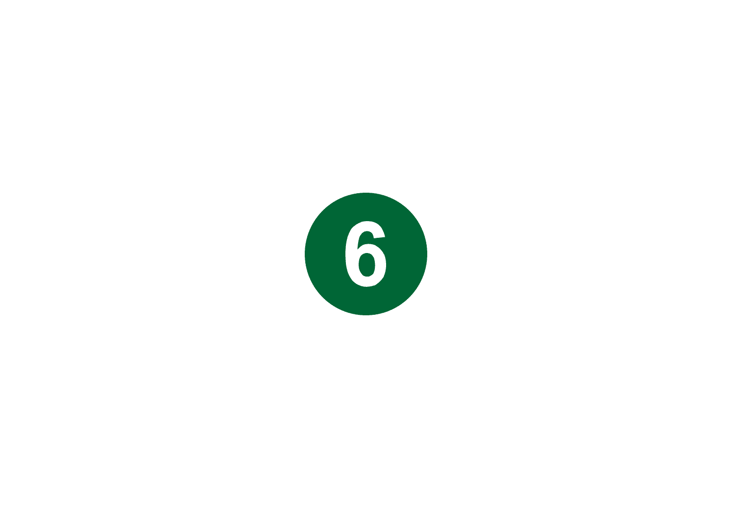 The number 6 inside a green circle.